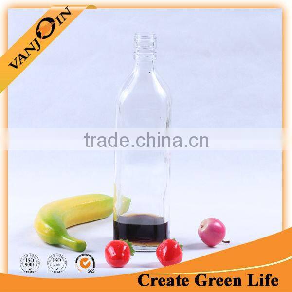 700ml large clear square shaped glass wine bottle