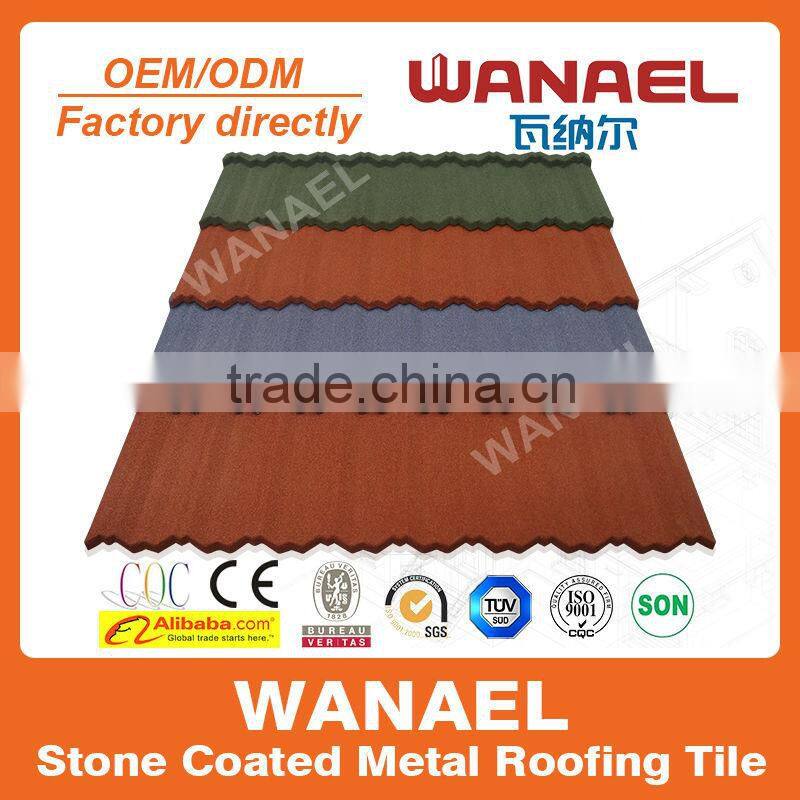House Resin Color Stone Chip Coated Metal Butterfly Roof Tiles