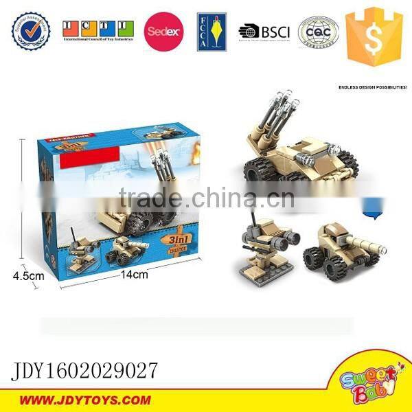 Building block platic tank 3 in 1 toy brick military toys changeable 3 style tank