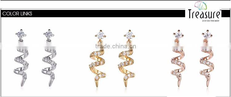 Fashion jewelry hot selling wholesale rhinestone spiral long drop earring