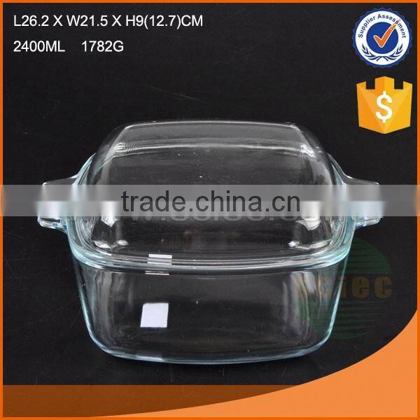 Glass pot for cooking glass soup&stock pot with lid square shape with different size