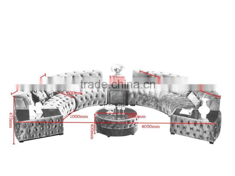 home design funiture classic semi-round fabric chesterfield sofa AL034