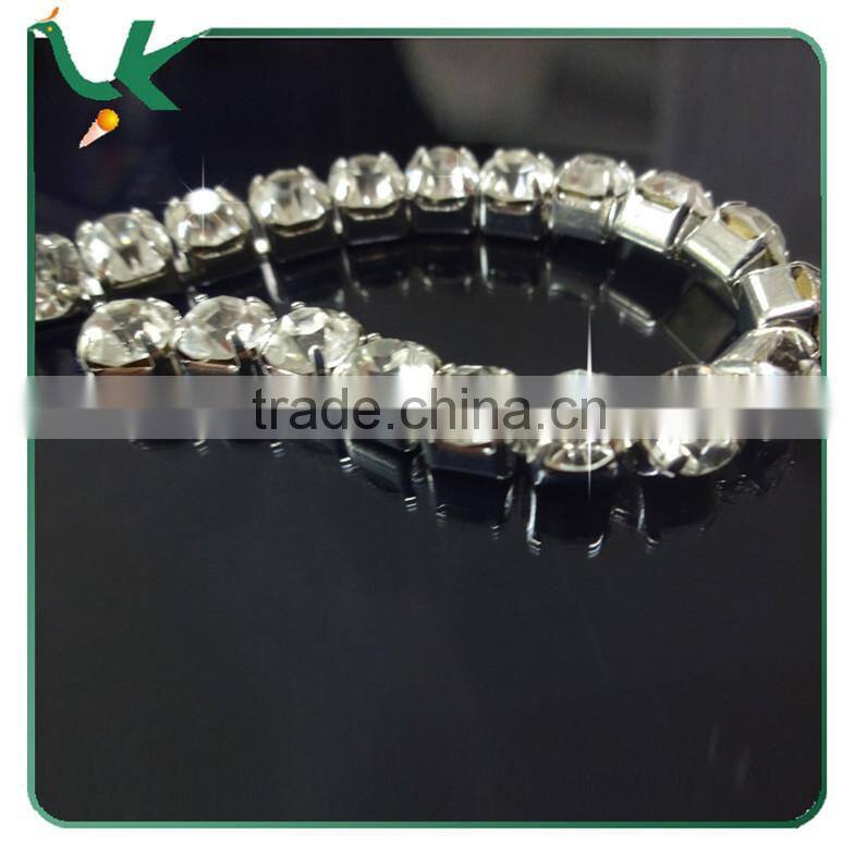 30 FEET 10 Yard SS6 2mm Clear Crystal Silver Plated Rhinestone Chain Trims Cup Chain Wedding Garments Decoration YSCHC1013