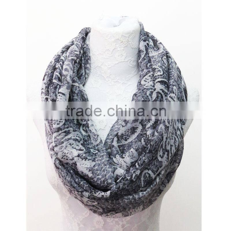 2016 New Spring Scarf Leaf Pattern Print Infinity Scarf