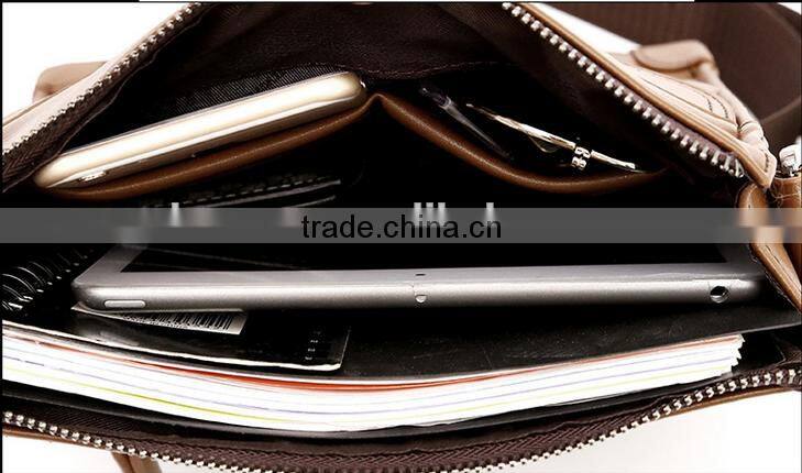 Mens laptop messenger bag genuine leather sling shoulder bag