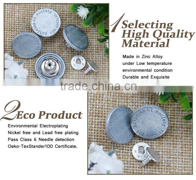 Hot Selling Custom Decorative Made Clothing Buttons for Jeans Wear