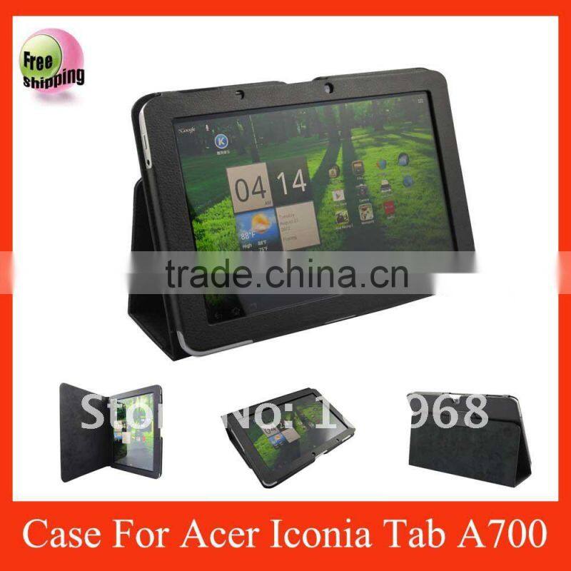 Stand leather case for Acer Iconia A700,free shipping,Black