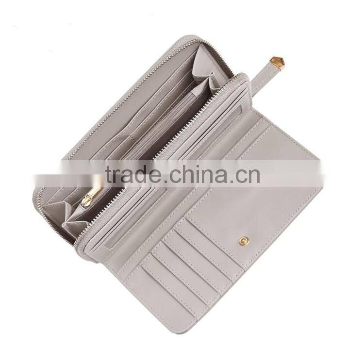 Zipper in front for leather custom wallet in guangzhou market