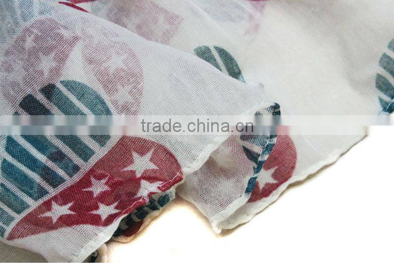 American flag printed heart design head scarf custom