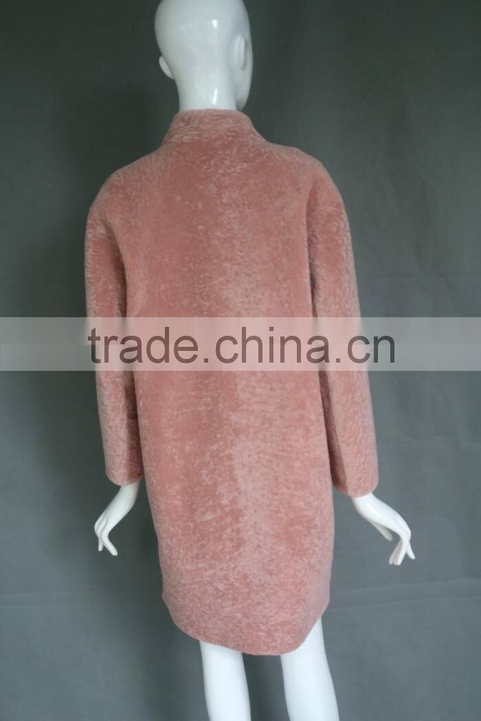 Factory direct whoesale lady's sheared merino lamb fur double face jacket