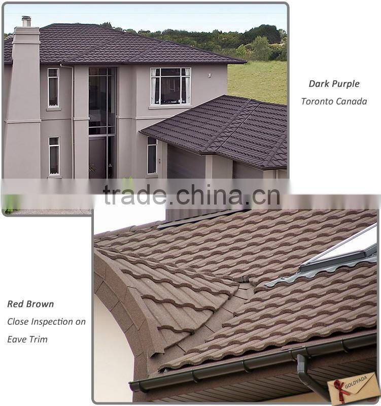 Guangzhou Color Roman Stone Coated Metal Roofing Sheets/Roman type stone coated aluminum roofing/colorful sand coated metal roof