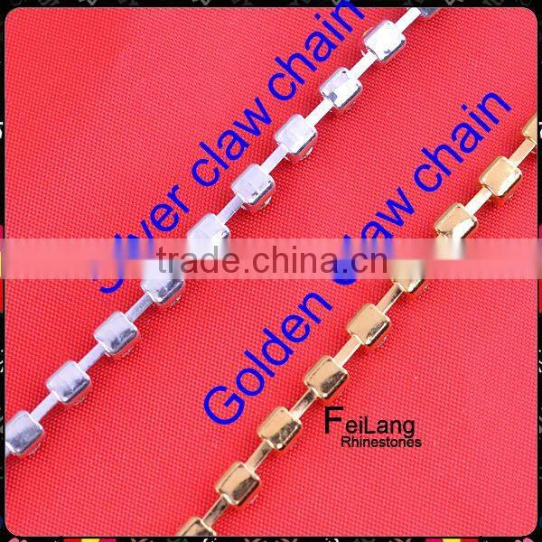Lt col topaz rhinestone cup chain silver claw,MOQ 50m paypal accepted,sparse chain,rhinestone chain for crown