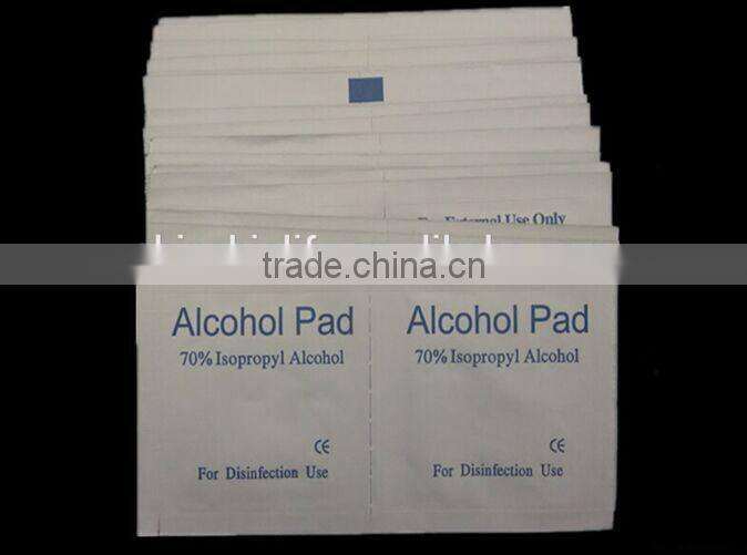 Alcohol prep pads saturated with 70% isopropyl alcohol