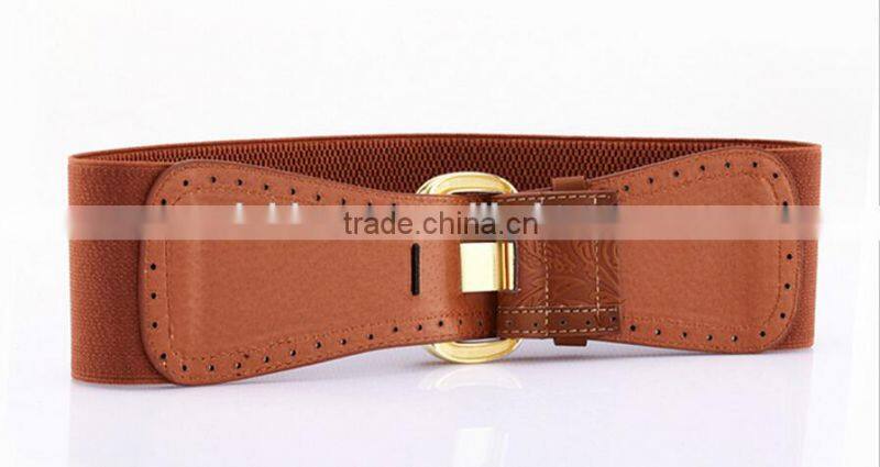 new style ladies and women fashion zinc alloy buckle all-match carved elastic super side waist belt