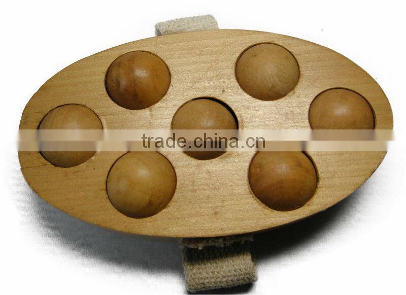 Hand held wooden roller massager