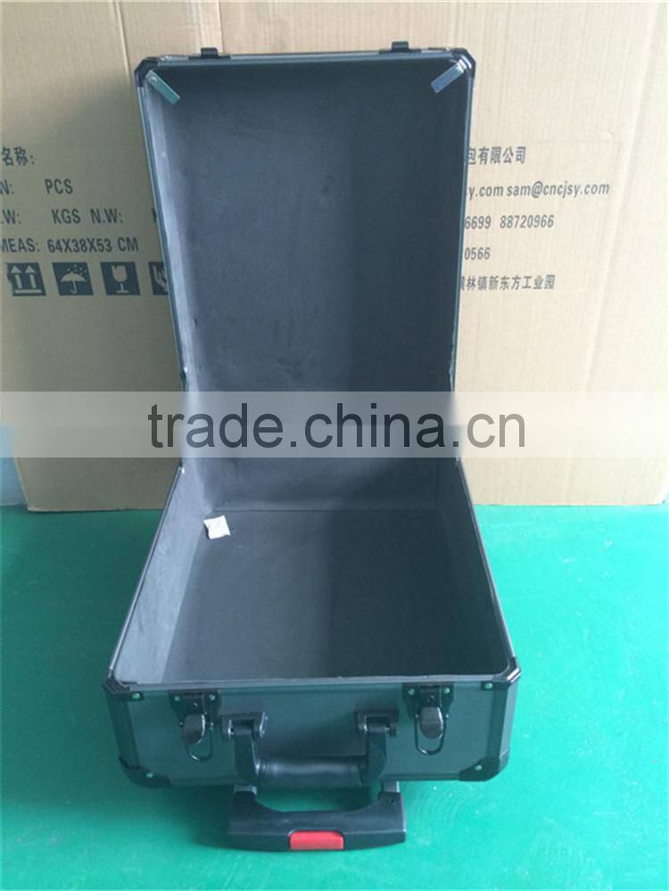 Suitcase-style fashion black custom design with locks aluminum trolley case