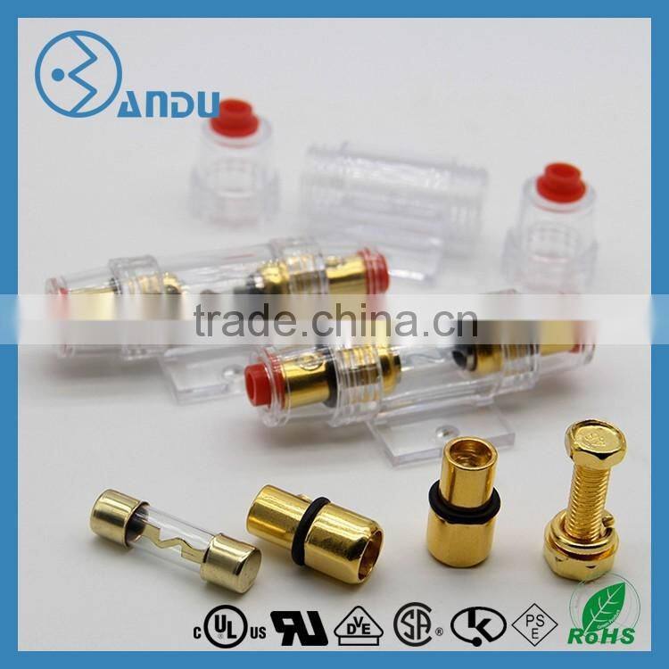 Audio fuse and fuse holder golden plated 10*38mm glass fuse