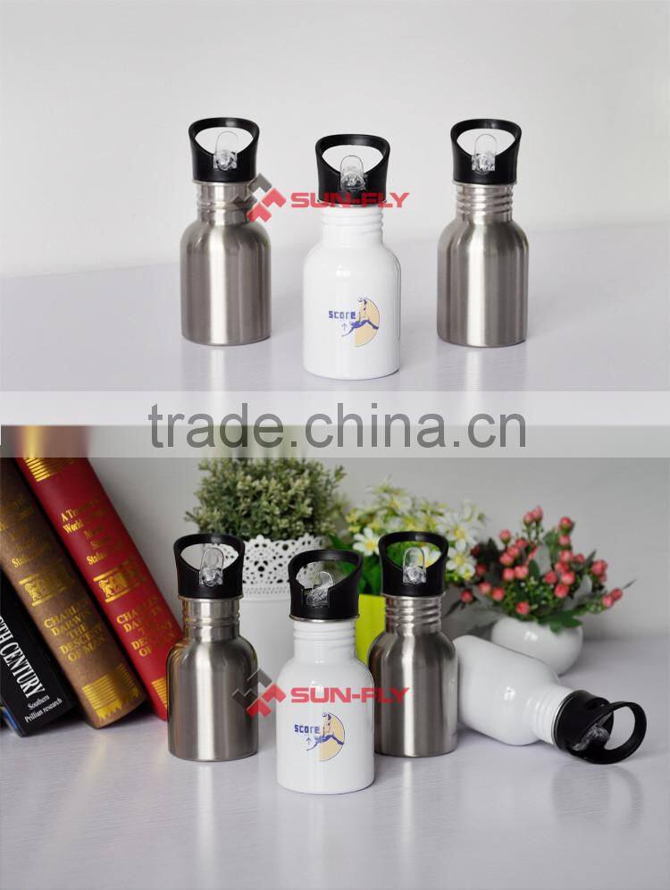 400ml Stainless Steel Water Bottle with Straw Top,Silver