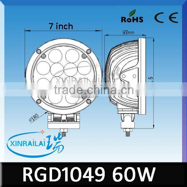 9-32v , 60w offroad led light bar 4200lm led ip68 floodlight RGD1049 bulldozer led work light ,off road lights trucks