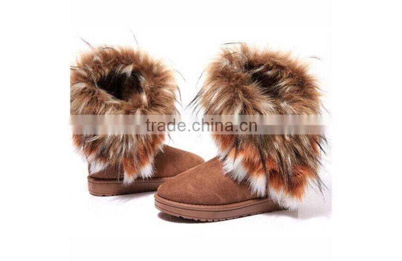 2015 Free Shipping Women Winter Fur Flat-Bottomed Short Cotton-Padded Winter Snow Boots