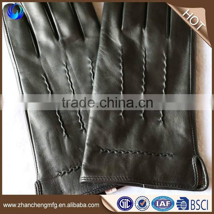 Plain style man winter sheepskin leather gloves for touch screen with high quality
