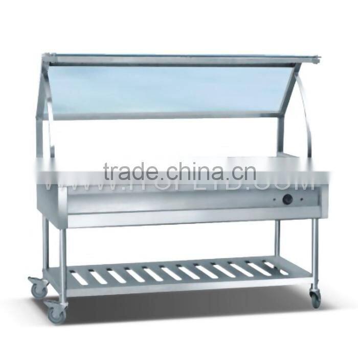 Bain marie trolley with glass top