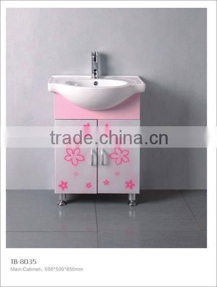 Hot Sale ceramic washing basin PVC bathroom cabinets(TB-8023))