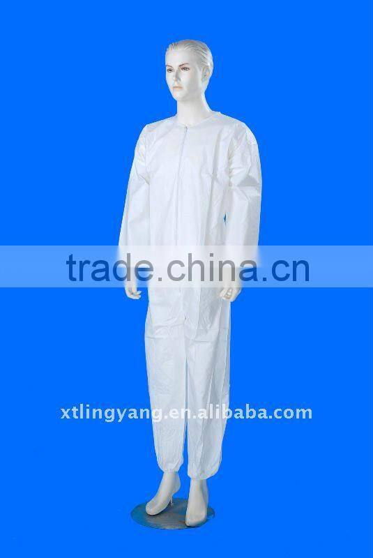 Dark blue non-woven disposable coverall with hood