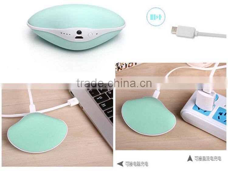 Multifunctional Mobile Phone Portable Seashell Shape Hand Warmer 4000mah Power Bank External Battery Pack Charger