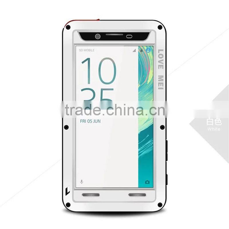 For Sony Xperia X Case Love Mei Powerful Rugged Waterproof Shockproof Dirtproof Case with Glass Metal Aluminum case