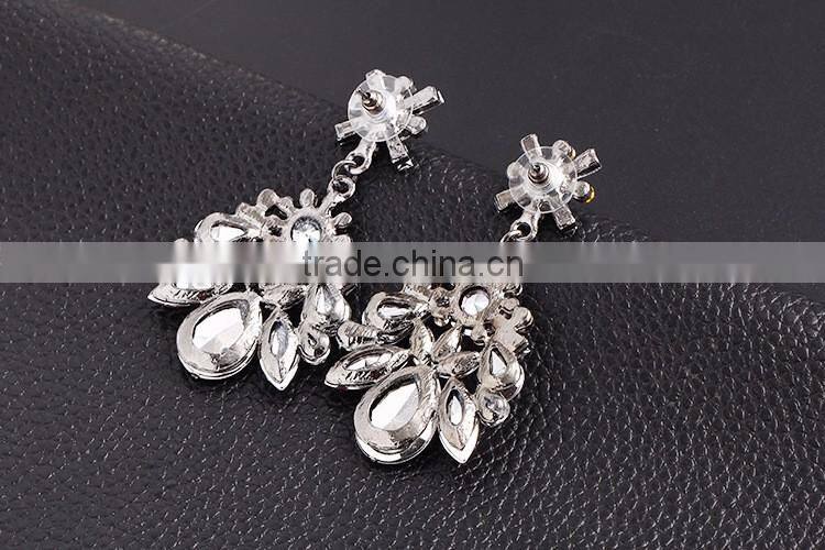 newest designs promotion multi color rhinestone water drop fancy earrings for party girl