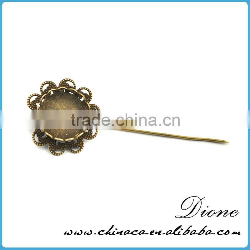 Newest design elegant flower anqiued broned lady brooch pin fashion jewelry