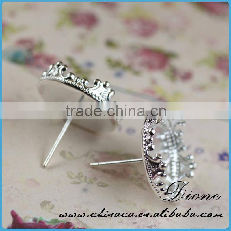Earring Setting White Gold Cabochon Earring Setting 12mm Pad