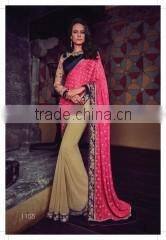 Dominican Dark Red Jacquard Georgette Designer Saree/buy online designer sarees