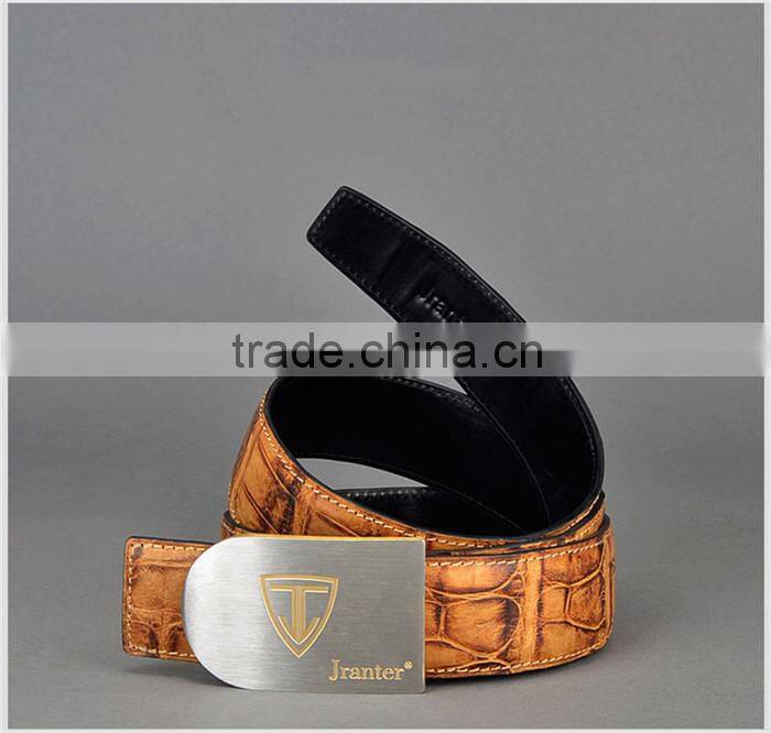 Fashion Genuine Crocodile Leather Skin Men Belt Stainless Steel Buckle Adjustable