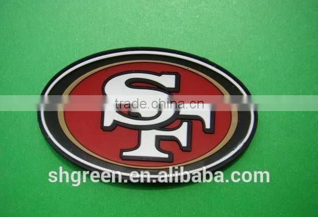 Soft company name rubber patch with sewing on