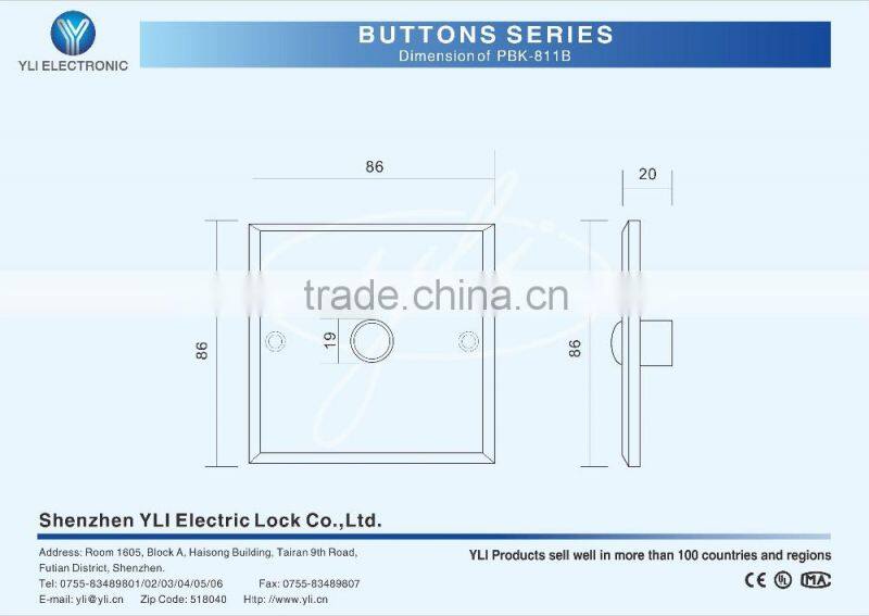 NO/NC Stainless Steel Door Release Button (86*86CM)