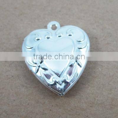 19mm flower engraved vintage brass silver heart photo locket charm 1132007
