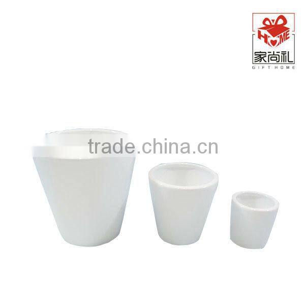 white glazed ceramic flower pot