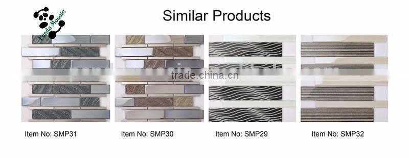 MB SMP23 Living Room Decor Stainless Steel Mix Glass Mosaic Tile Iridescent Mosaic Wall Tile
