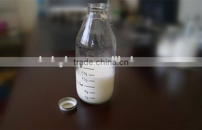 Glass milk bottle with different size and metal lid glass beverage jar with corks