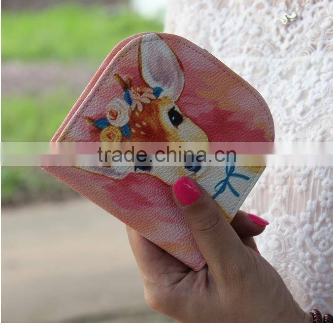 2016 3D Animal Wallet Holders Zipper PU Leather Money Wallet Short Small Wallet Purse (XJWP1625)