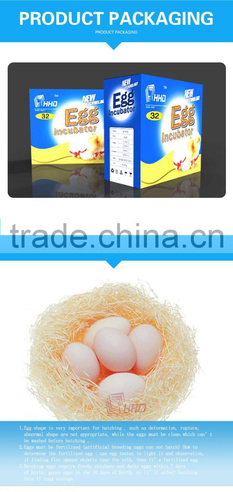 CUTE design HHD brand automatic egg incubator made in China for sale YZ-32