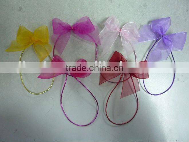 colorful trumph ribbon bow with elastic loop,pre-made ribbon bow