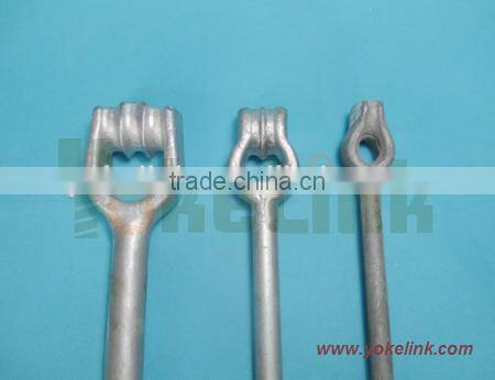 Thimble eye anchor rod with nut for guying utility pole