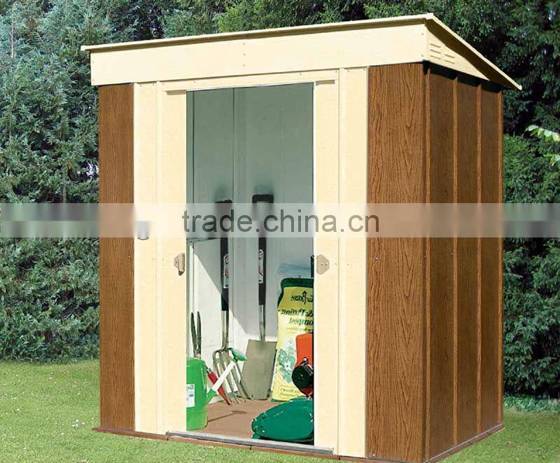 metal garden shed for tools in garden
