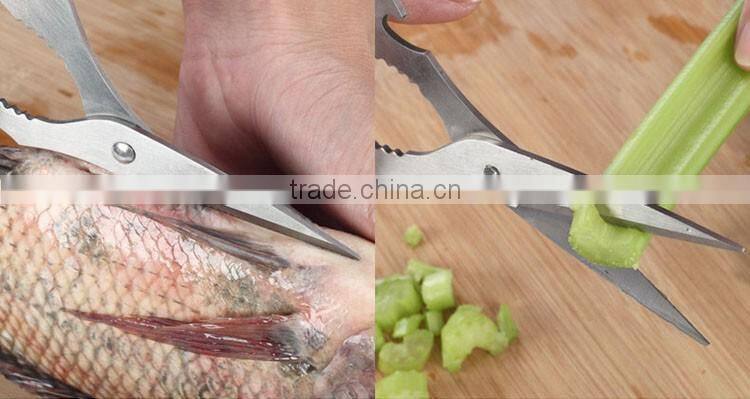 0200070 Full strong stainless steel kitchen scissors with opener