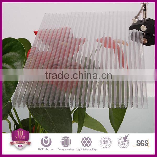 10mm Five Rectangle Structure Transparent Multiwall Polycarbonate Sheet For Greenhouse Heat Insulation Double UV Protector