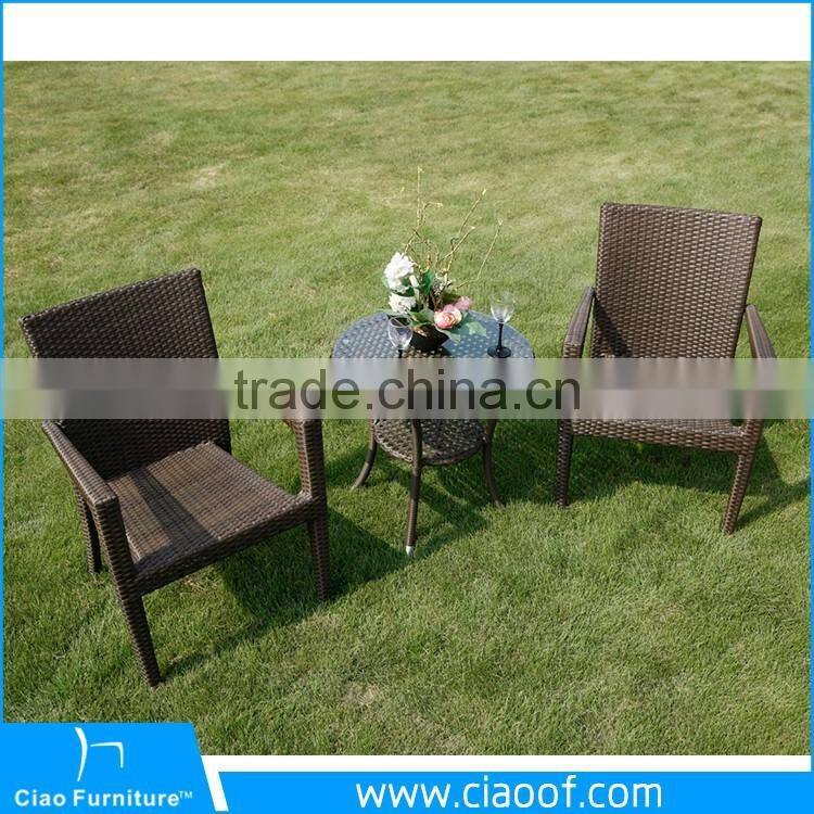 Synthetic Rattan 2 Seater Coffee Shop Cafe Rattan Furniture Wholesale