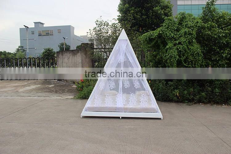 Home Rattan Furniture Pyramid Shape Bedroom White Mesh Bed